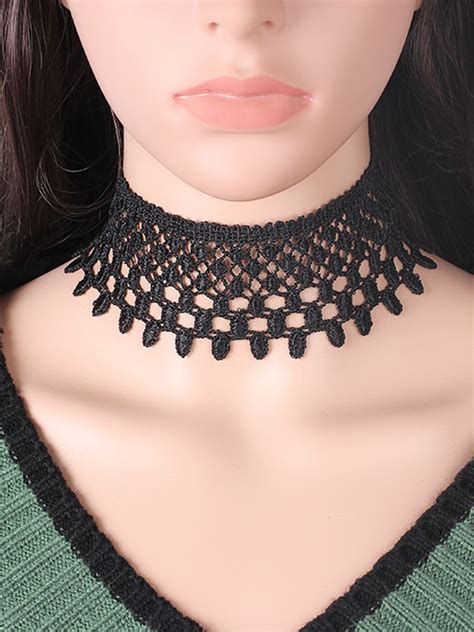 Black Wide Lace Choker Necklace Casual Jewelry Cheap Jewelry Trendy