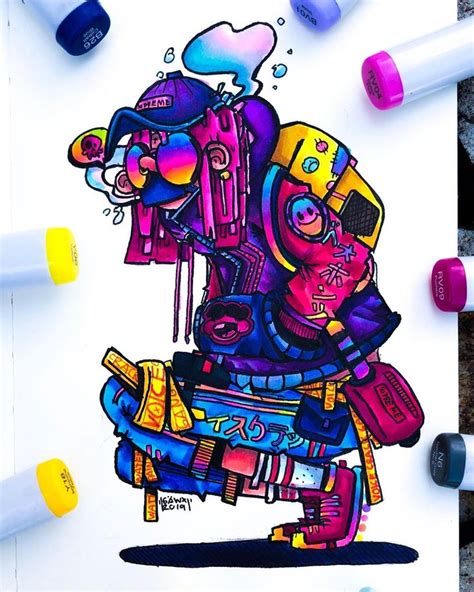 Gawx Art On Instagram “just Finished This Crazy Neon Character Ooof🌊