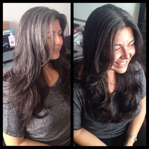 Long layered haircuts work great for those who are trying to go from a short style to a longer length and are when styling, you can apply either sea salt spray or heat protectant to get the beach wavy effect. 178 best images about Grey hair transitions on Pinterest