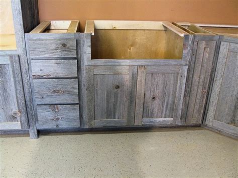 Rustic and chic kitchen design. Weathered Gray Barn Wood Kitchen — Barn Wood Furniture - Rustic Barnwood and Log Furniture By ...