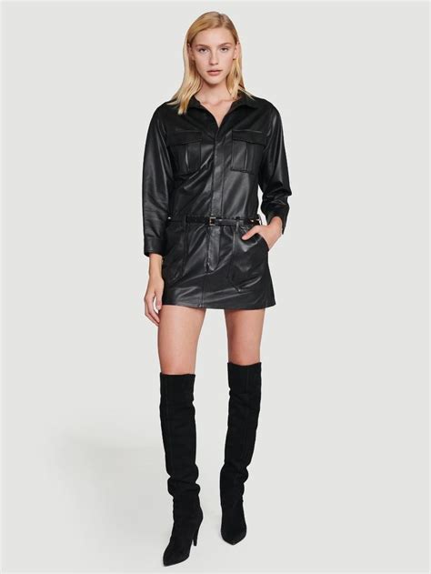Leather Cargo Dress Noir Frame Korean Fashion Casual Leather
