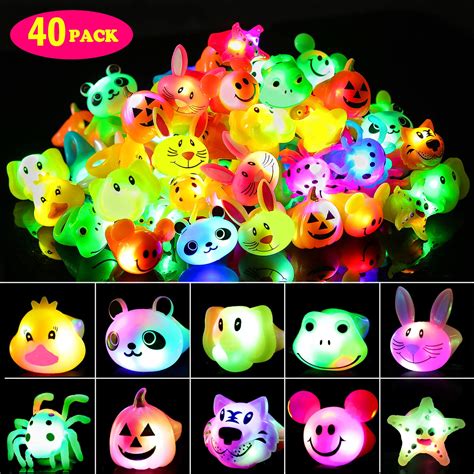 Scione Light Up Rings40 Pcsbirthday Party Favor For Kids Led Animal