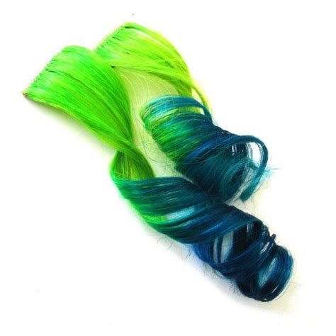 Dip Dyed Hair Extensions Neon Green With Turquoise By Ikickshins 20