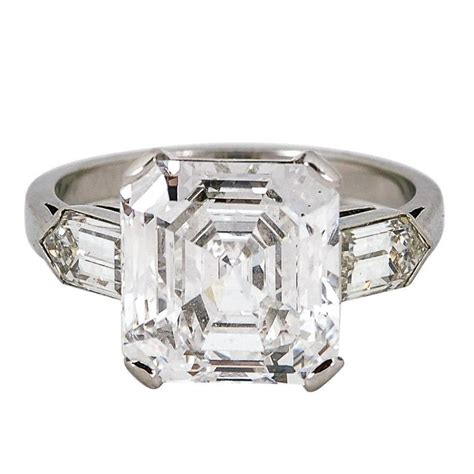 476 Carat Asscher Cut Diamond Platinum Ring At 1stdibs 4 Carat