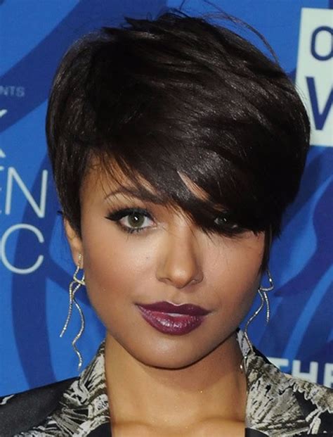 Natural Short Pixie Side Bangs Haircuts For African