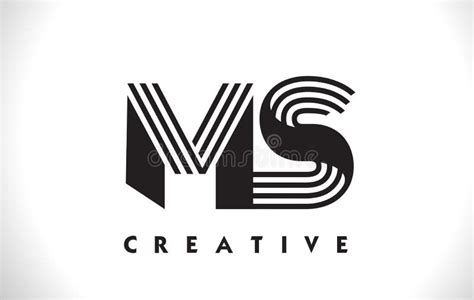 Ms Logo Letter With Black Lines Design Line Letter Vector Illus Stock