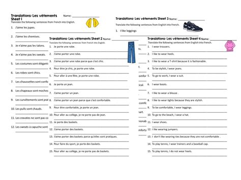 French Tes Worksheets Hot Sex Picture