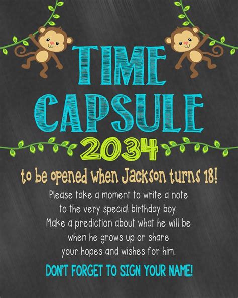 Monkey 1st Birthday Time Capsule Monkey First Birthday Time Capsule