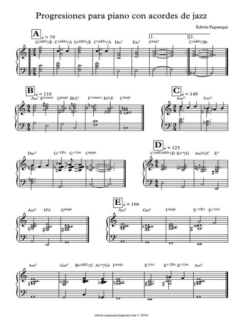 Progresiones Para Piano Con Acordes De Jazz Full Scorepdf