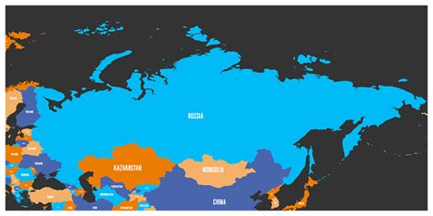 Political Map Of Russia And Surrounding European And Asian Countries