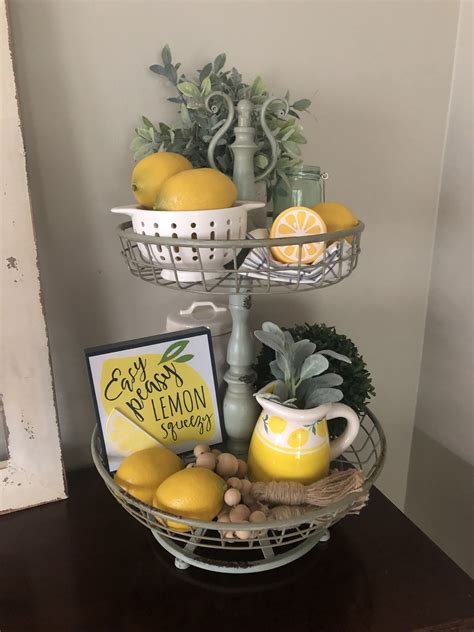 Mini decor for tiered trays bathroom tile. Summer Tiered Tray #lemons #lemonade #tieredtray #summer ...