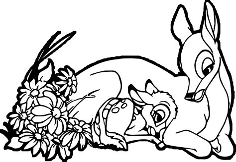 Gambar Happy Bambi Mother Child Coloring Page Wecoloringpage Pages Baby