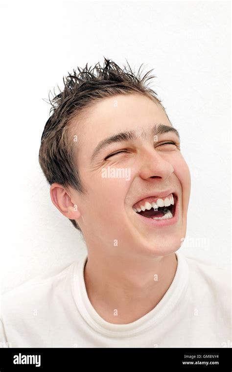 Young Man Laughing Stock Photo Alamy