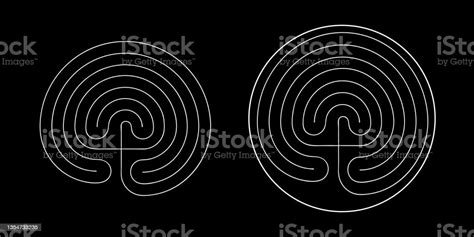 Crete Traditional Symbol Cretan Labyrinth Line Art Vector Stock