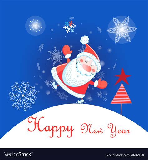 Merry Santa Claus In Snowflakes Greeting Vector Image
