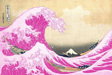 The ‘pink Wave Was Always Blue Wave Art Pink And Black Wallpaper