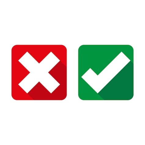 Marca de verificación verdadero falso sobre fondo blanco icono