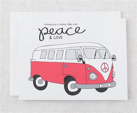 Holiday Card Christmas Card Vw Holiday Peace Bus By