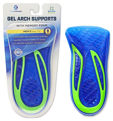 Sofcomfort Gel Arch Support Memory Foam Insole Mens 7 12