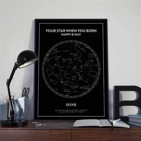 Custom Star Map Poster Sky Map Artwork Personalised Star Etsy