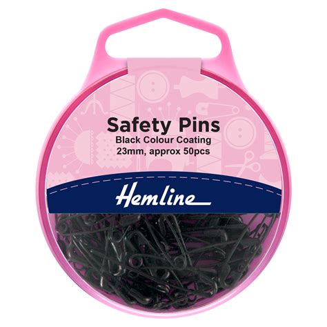 Hemline Safety Pins 23mm Black 50pcs Safety Pins Barnyarns