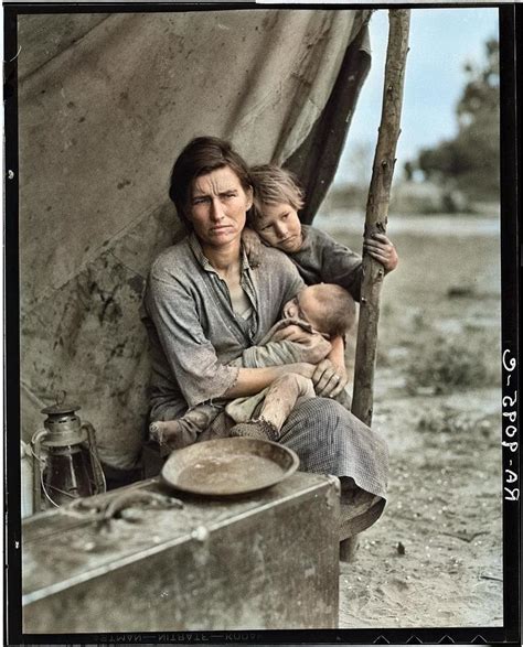 Migrant Mother 1936 By Dorothea Lange Colorized By Ahmet Asar Painting