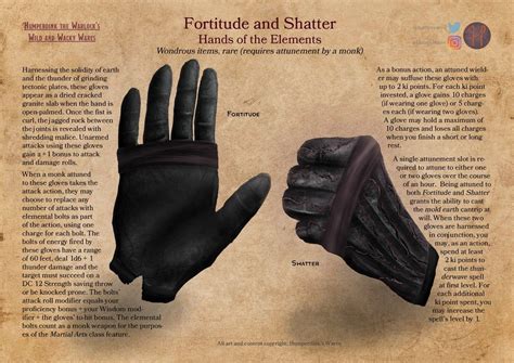 Fortitude And Shatter Hands Of The Elements Wondrous Items