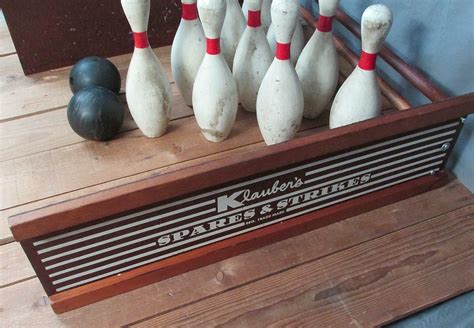 Vintage Antique Bowling Game Klaubers Spares And Strikes Wood Balls 10