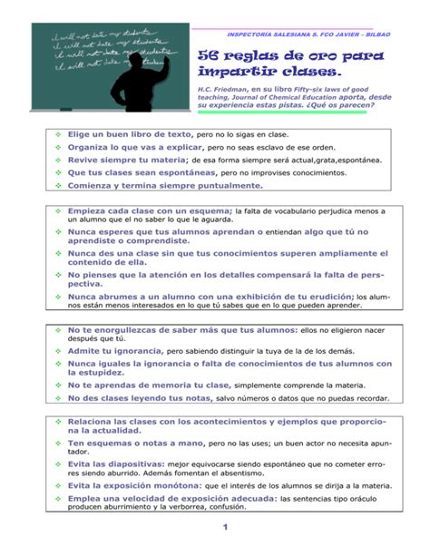 56 Reglas De Oro Para Impartir Clases