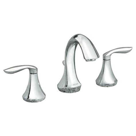 Hot and cold water lines connect to the base of each side of the faucet. Moen Eva Double Handle Widespread Bathroom Faucet ...
