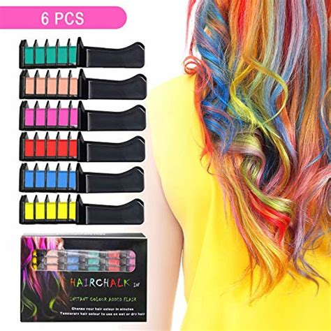 Ahier 6 Colors Hair Chalk Comb Temporary Hair Chalk Salon Set Beauty