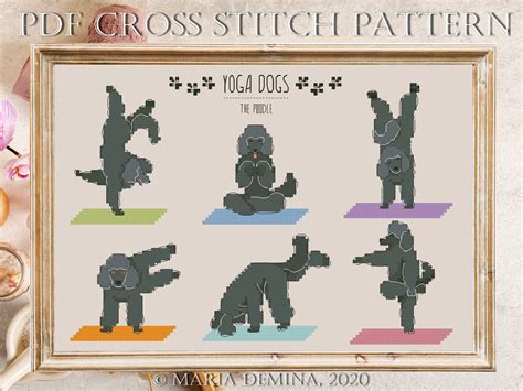 And heaven and nature sing. model stitched on 40 ct. Black Poodle Yoga modern PDF cross stitch pattern ...