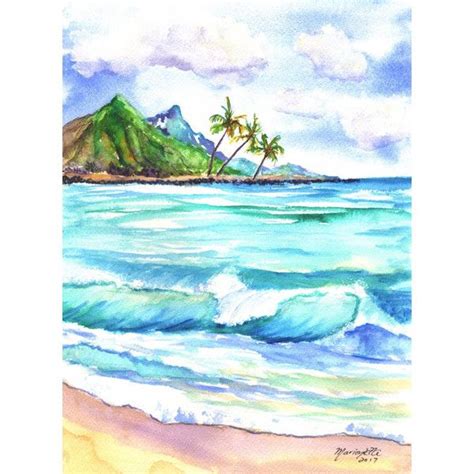 Kauai North Shore Beach Original Watercolor Painting Hawaiian Art