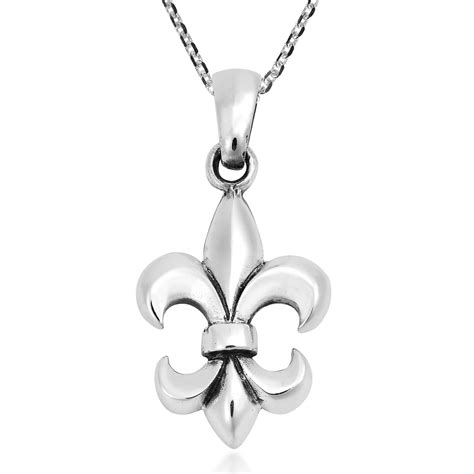 Simply Elegant Sterling Silver Fleur De Lis Pendant Necklace Ebay