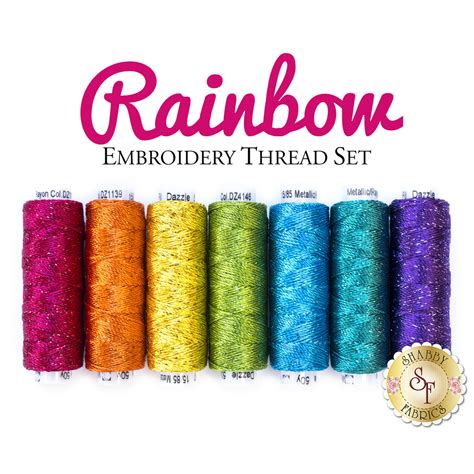 Rainbow Embroidery Thread Set 7pc Shabby Fabrics
