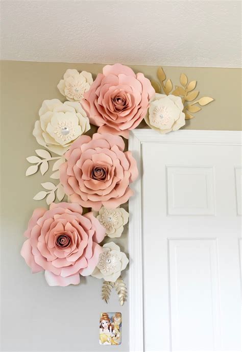 Blush And White Paper Flowers Paper Flower Wall Decor Etsy Paper