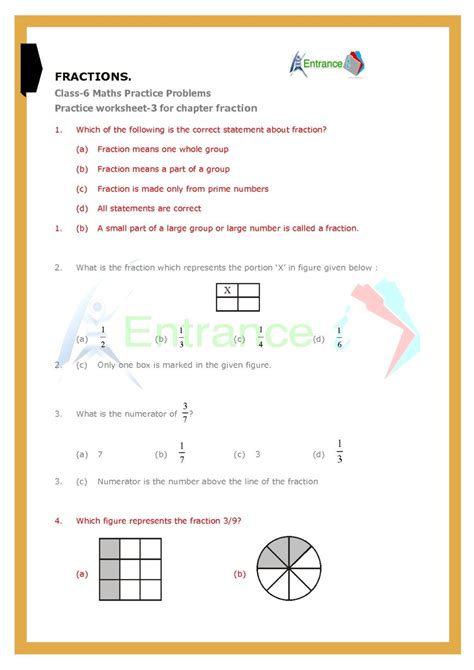 cbse class  maths fractions worksheets fraction worksheets