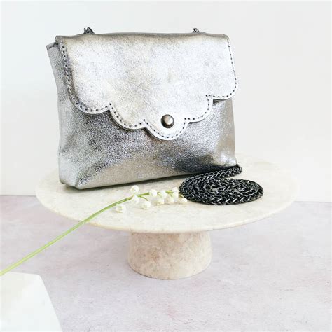 Elly Leather Mini Clutch Bag Silver By Lagom