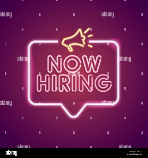 Now Hiring Neon Employment Sign Stock Vector Image And Art Alamy