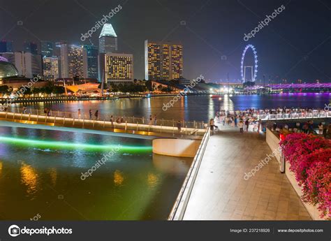 Evening Cityscape Singapore Downtown Core Modern Architecture