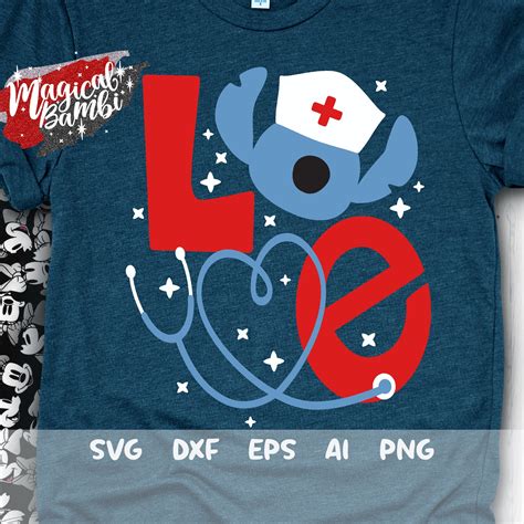 Love Stitch Nurse Svg Love Letters Disney Disney Nurse Svg Etsy