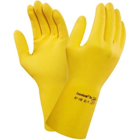 Ansell Industrial Quality Natural Rubber Latex Yellow Glove Janitorial Cleaning Ebay