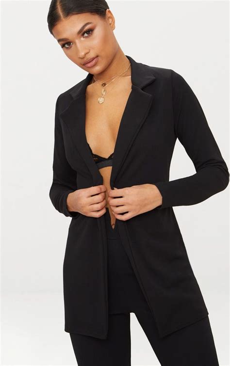 Black Longline Blazer With Images Blazer Jackets For Women Blazers