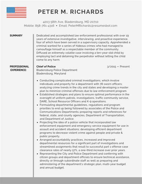 Chief Of Police Resume Template