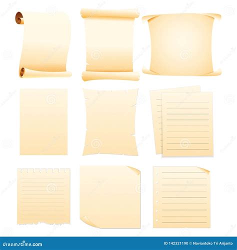 Set Of Collection Blank Papers Stock Vector Illustration Of Memory