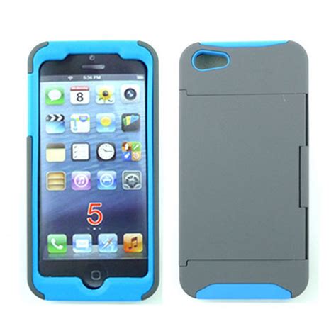Maybe you would like to learn more about one of these? Wholesale iPhone 5 Credit Card Holder Defender Case (Gray-Blue)