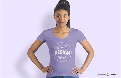 Female Model Hands On Hip T Shirt Mockup Psd Editable Template