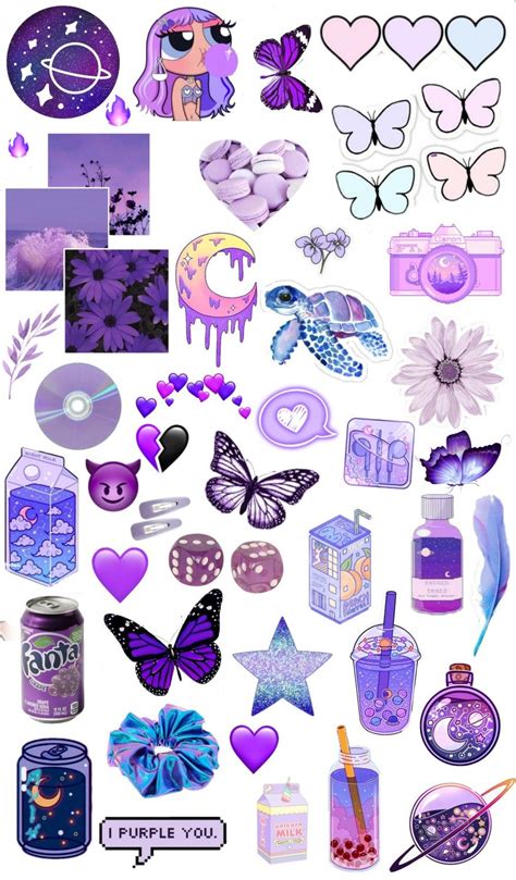 Plancha De Stickers Violeta💜 Scrapbook Stickers Printable Cool