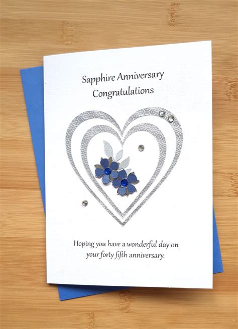 Sapphire 45th Wedding Anniversary Card Etsy