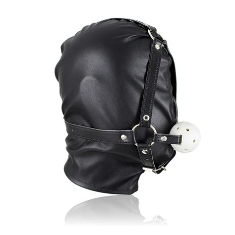 2017 Newest Fetish Pu Leather Mask Harness Sex Slave Gag Bdsm Bondage Ball Hood Blindfold